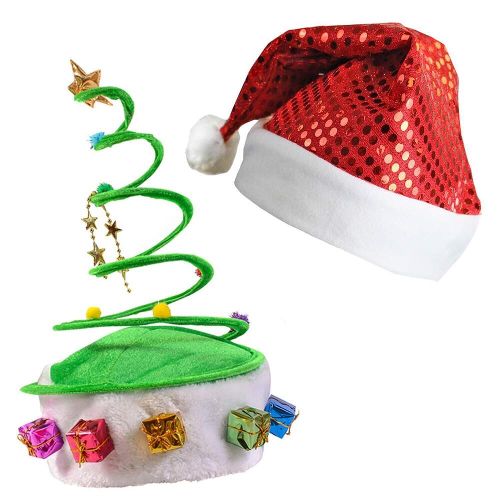1936 Santa Hat - Red Sequin Santa Hat - Coil Christmas Tree Hat - Christmas